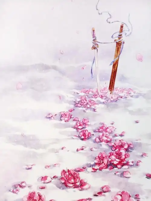 古风,手绘,仕女一剑入红尘,却是半世迷离;两鬓泛华发,终