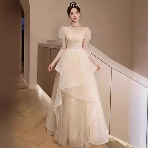 高级感晚礼服女宴会轻奢小众艺考演出成人礼高端主持人礼服裙显瘦