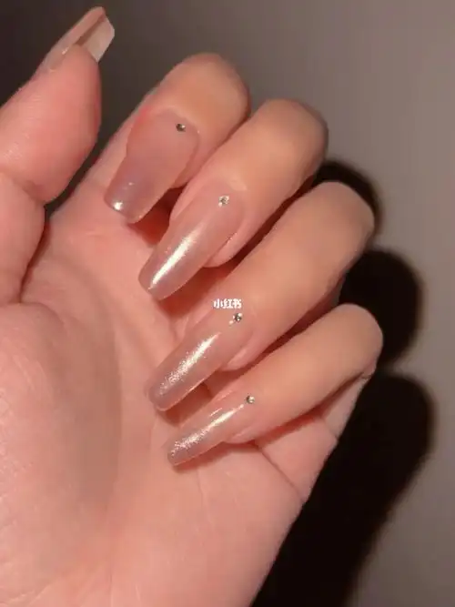 夏天冰感美甲|裸透色77香槟魔镜粉渐变06