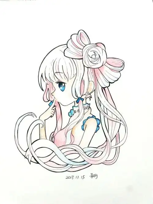 彩铅||美少女