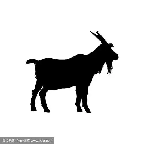 山羊站在侧面的黑色剪影
