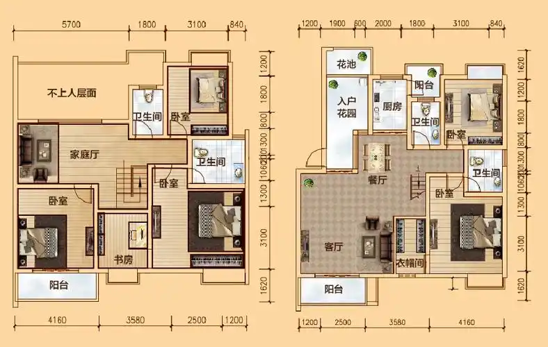 d户型 六室三厅四卫