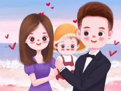 头像女宝宝_一家三口卡通漫画头像_一家三口女儿的漫画头像 - 抖音