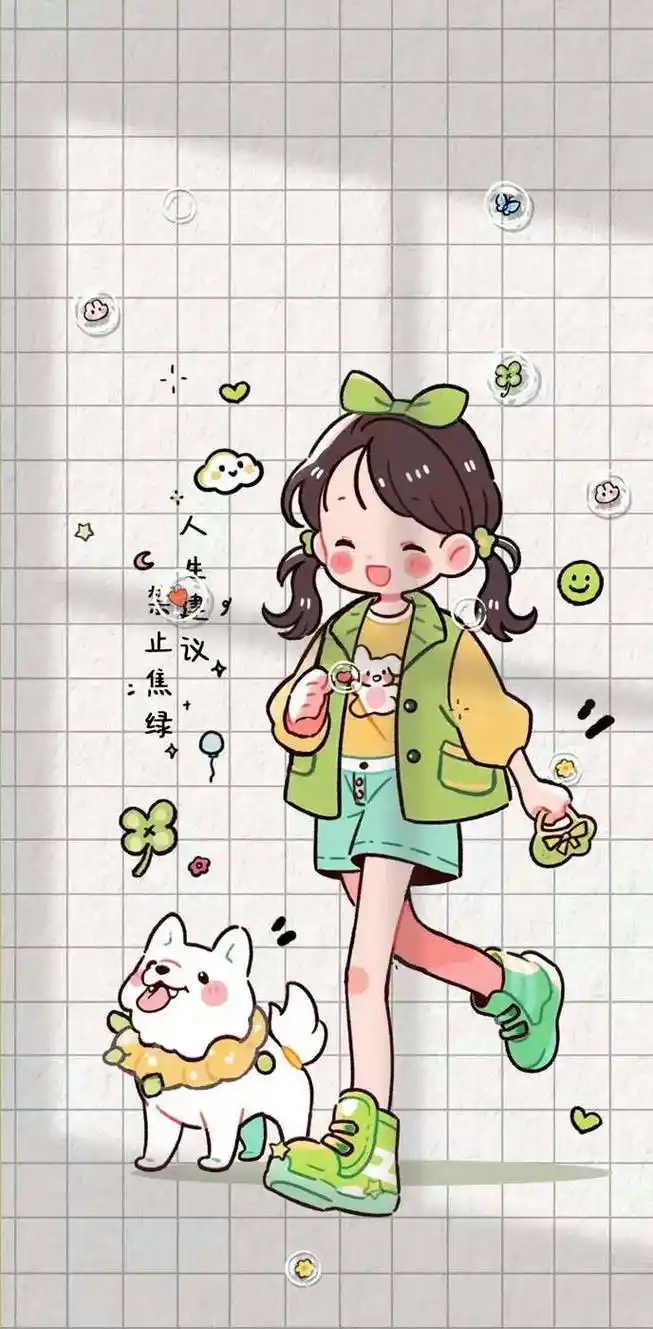 多巴胺壁纸#我又来送图啦 #手机墙纸 #q版女孩 #仙女必备 - 抖音