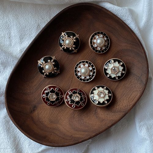 yomo studio 小香风复古金属纽扣西装外套装饰扣子呢大衣珍珠扣