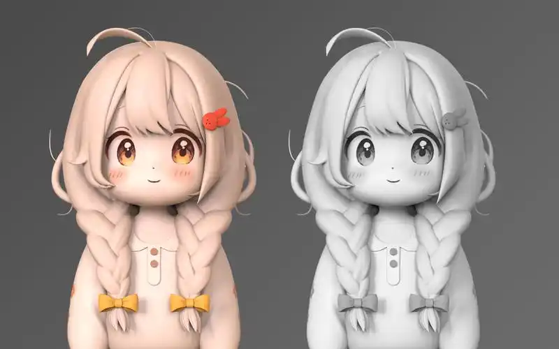 【zbrush雕刻】简单q版小可爱手办制作,zb新手入门练习案例