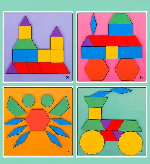 批发木制磁性148片创意拼图 儿童早教益智几何形状七巧板玩具