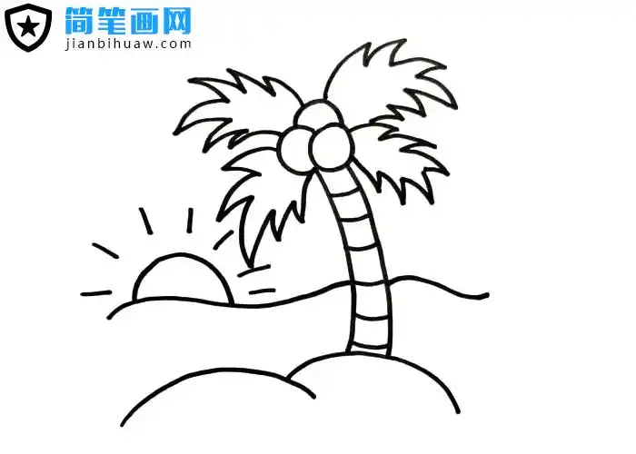 上色图片海边日出椰树风景简笔画含上色图片椰子树是棕榈科椰子属植物