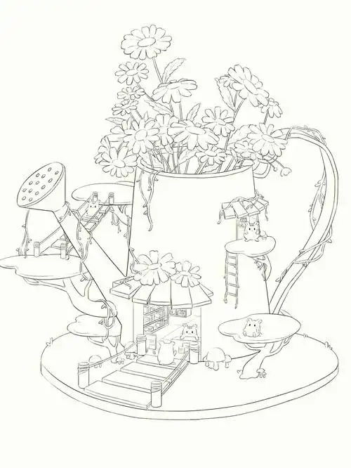 插画分享  #场景插画  #原创插画  #插画学习  #线稿  #治愈系插画