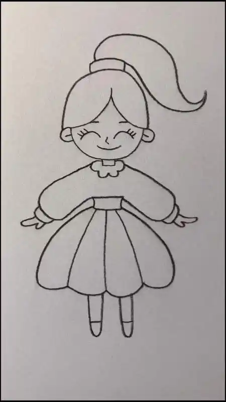 简笔画#画可爱的单马尾辫女孩-度小视
