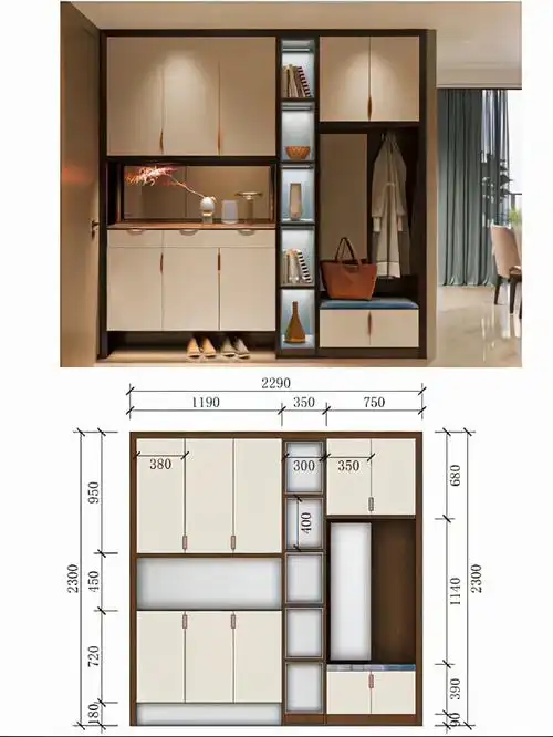 6款高颜值入户鞋柜设计 尺寸图!#室内设计