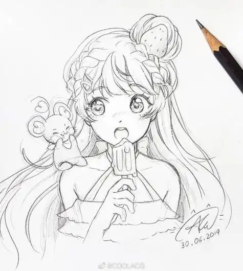 动漫人物线稿临摹必备参考人物黑白动漫素材插画绘画女生男生长发短发