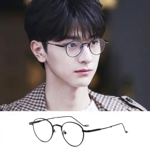 bosibao 复古文艺圆框眼镜框男日系潮流时尚银色全框可配近视 配近视