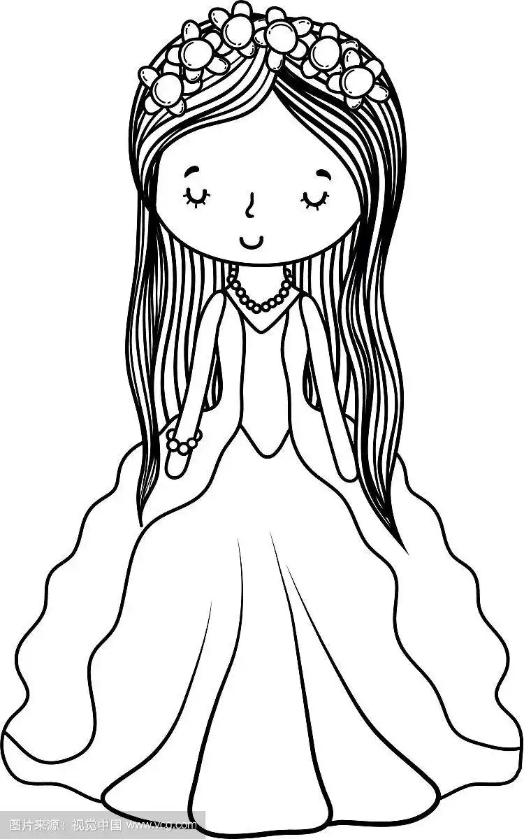 新娘子可爱卡通黑白