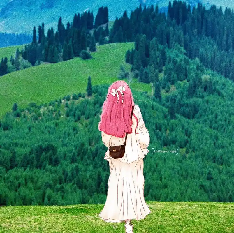 女生背影头像|浪漫世界值得孤身 手绘女生背影头像