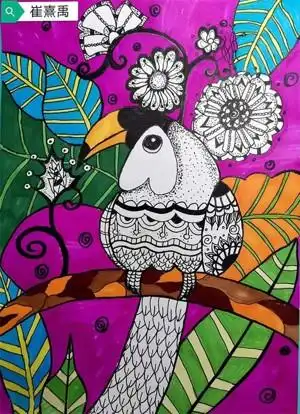 广场上放风筝春天儿童画