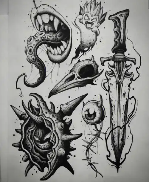 暗黑纹身手稿分享