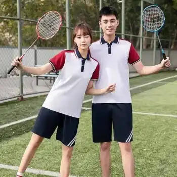 支持安·踏夏季校服学生短袖运动套装纯棉上衣初中生班服休闲学院风