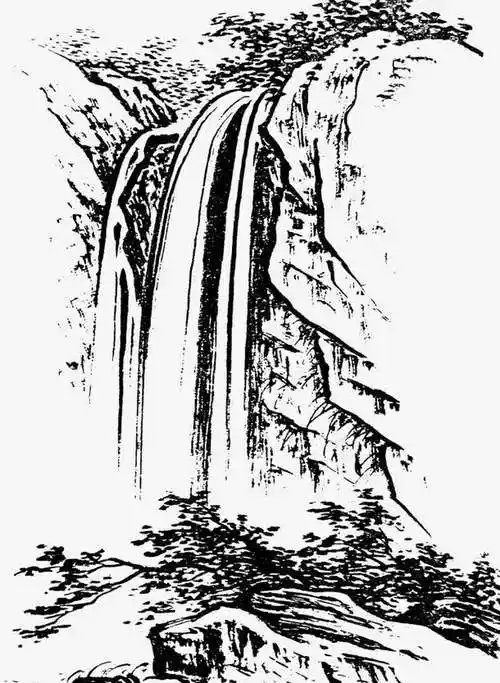 白描png简笔山水画素材