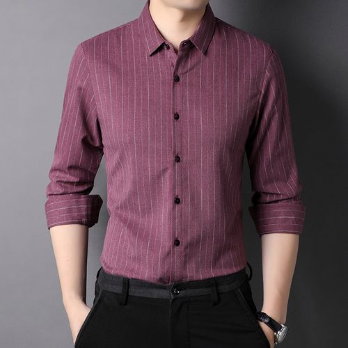 春秋酒红色衬衫男长袖婚宴装喜公公新郎结婚礼服爸爸衬衣父母服装