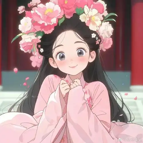粉色系古风少女头像
