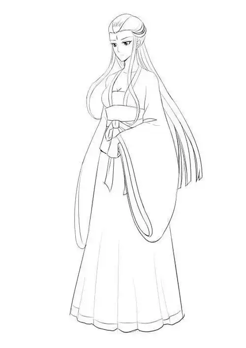 漫画人物简笔画古装的步骤