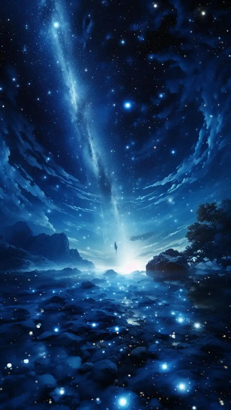 90蓝色星空背景图,梦幻之选99 想寻找一张梦幻般的手机壁纸吗?