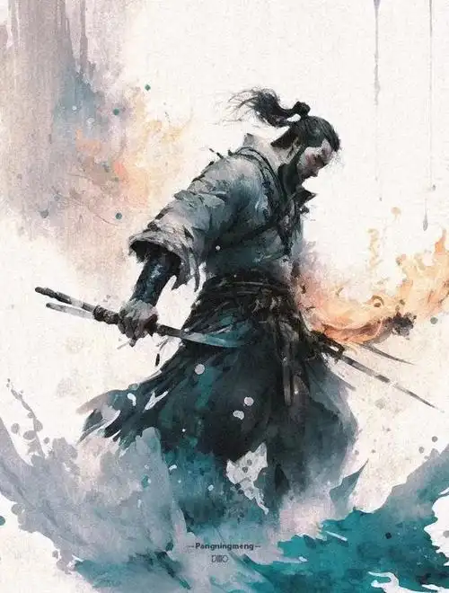 画师胖宁忙烟雨江湖水墨风武侠插画欣赏