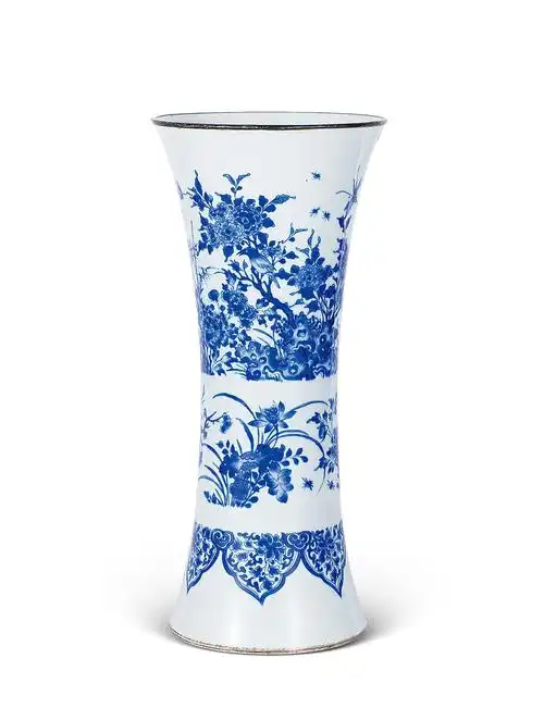 明崇祯 青花花鸟纹花觚