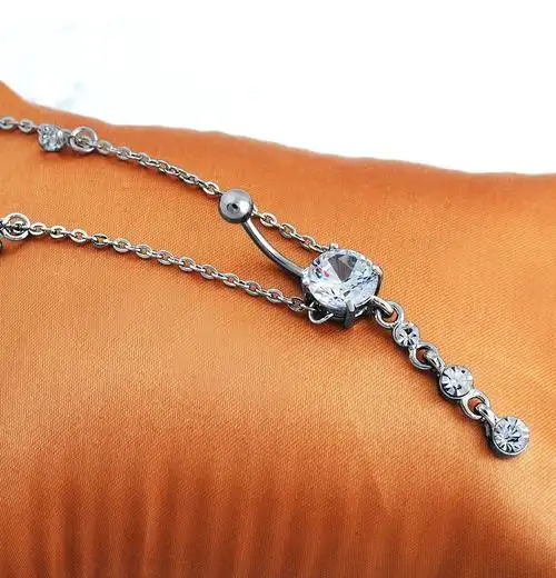 腰链情趣性感腰环链肚皮舞腰链长款脐钉穿刺欧美银色腰间配饰链腰饰