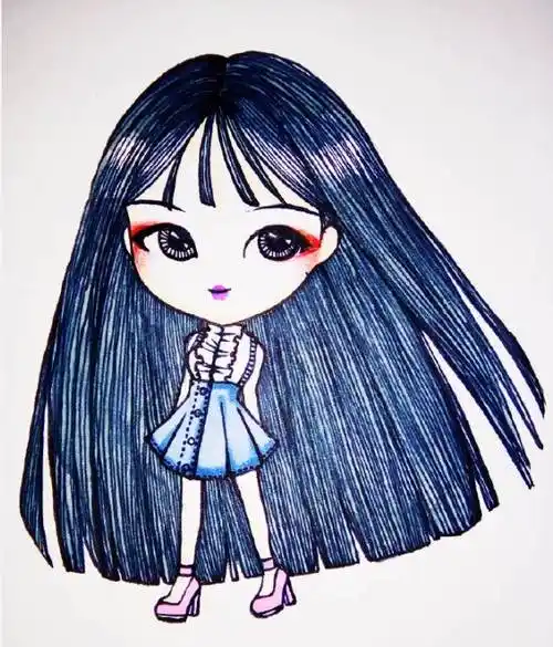 长发女孩简笔画 眼镜长发女孩简笔画