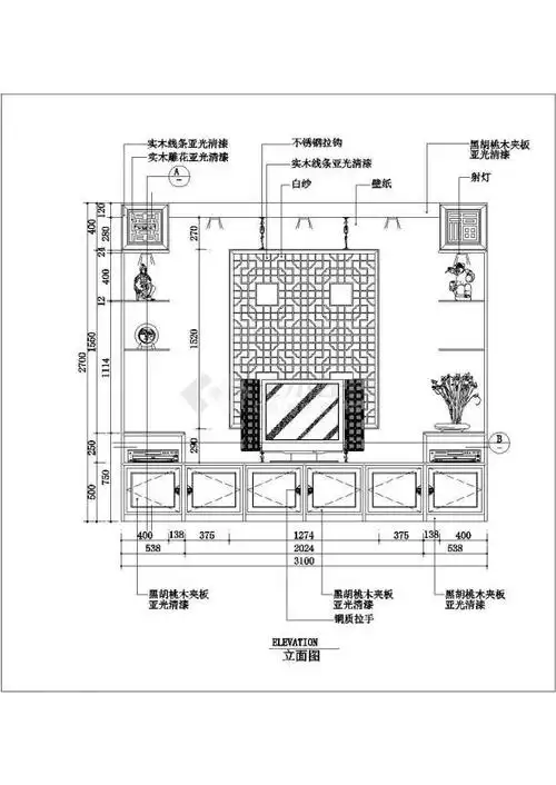 室内客厅设计建施cad图纸