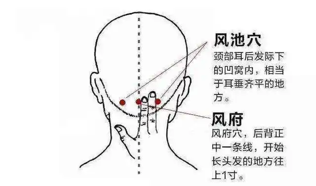 风府风池风门一起按驱散风邪