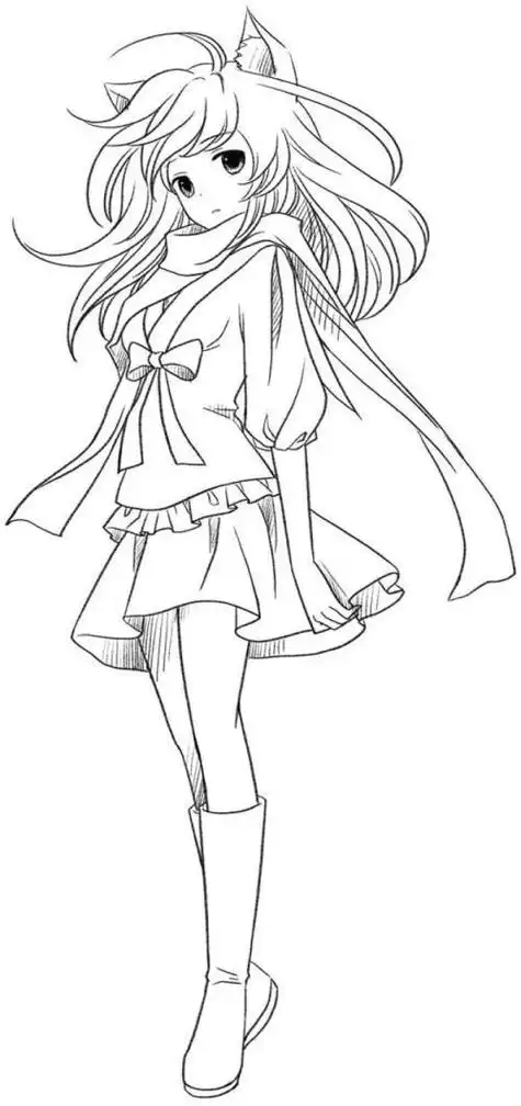 动漫少女简笔画全身简单