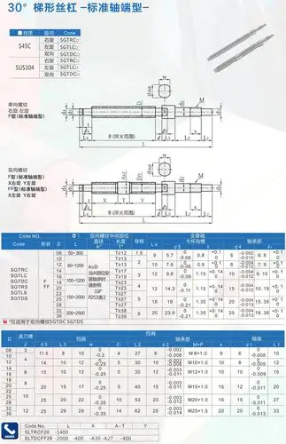 30°梯形丝杆-标准轴端型