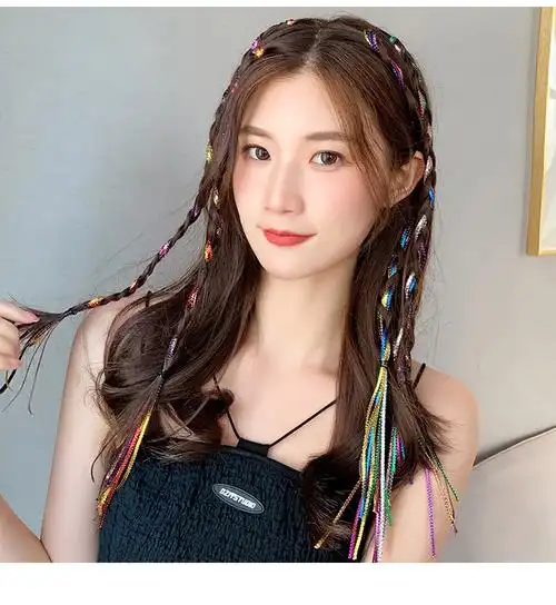 编发彩绳儿童脏脏辫头绳七彩丝带脏辫神器彩色发绳辫子发饰头饰女