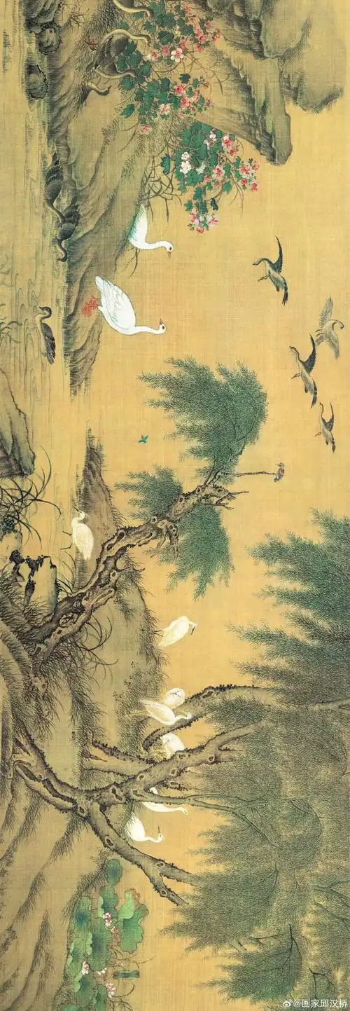 清代沈铨《百鸟朝凤》#遇见艺术##艺术