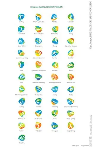 2016奥运会运动项目图标设计图__公共标识标志_标志图标_设计图库_昵