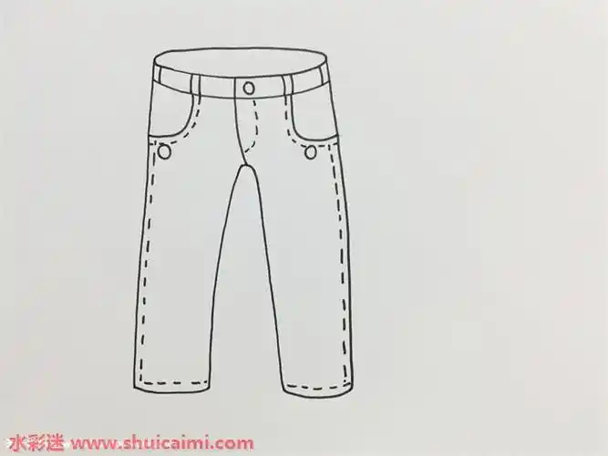 牛仔裤简笔画怎么画图片彩色