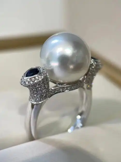 巨好看的澳洲白珍珠戒指