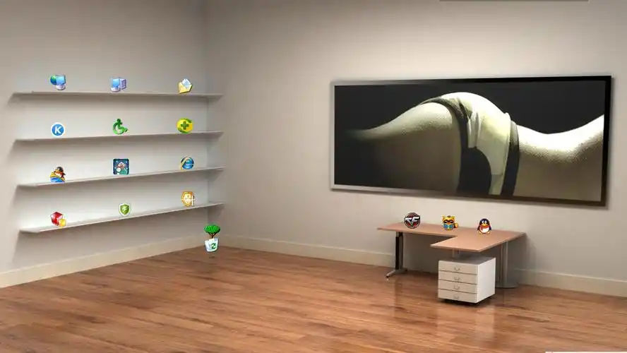 3d立体书架电脑桌面壁纸?