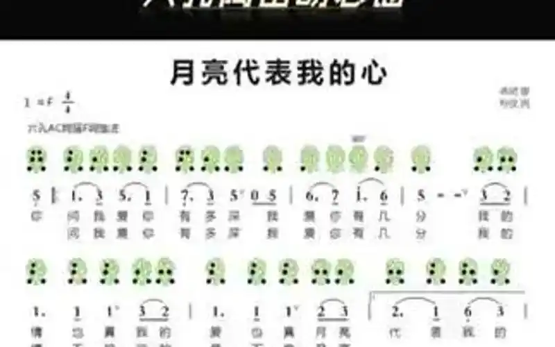 《月亮代表我的心》6孔陶笛动态谱