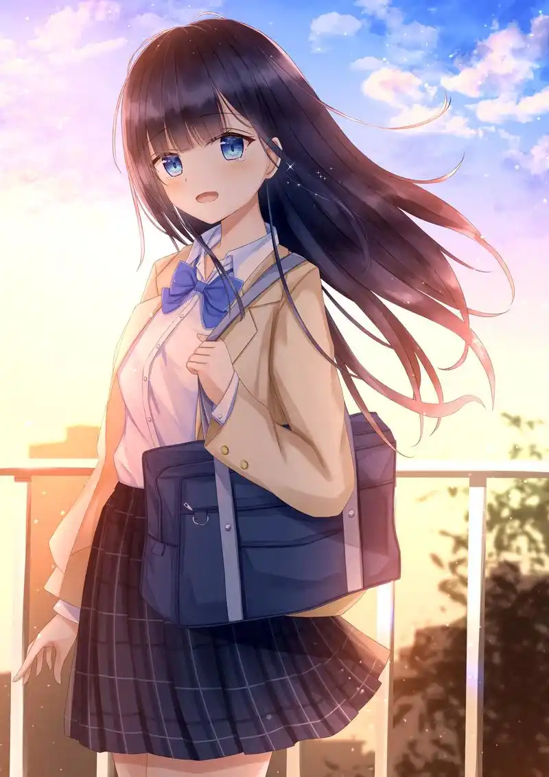 画师「千リ」作品欣赏:恬静可爱的水手服美少女人物插画