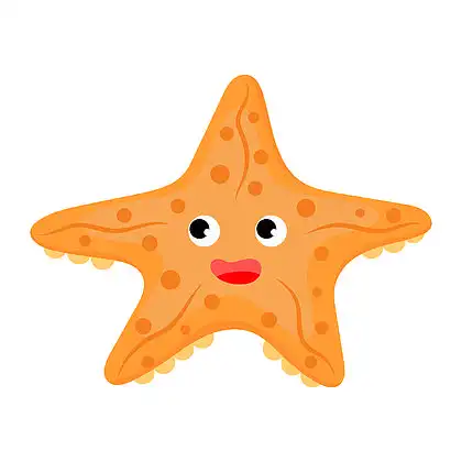 可爱有趣的海星打印在白色背景上.