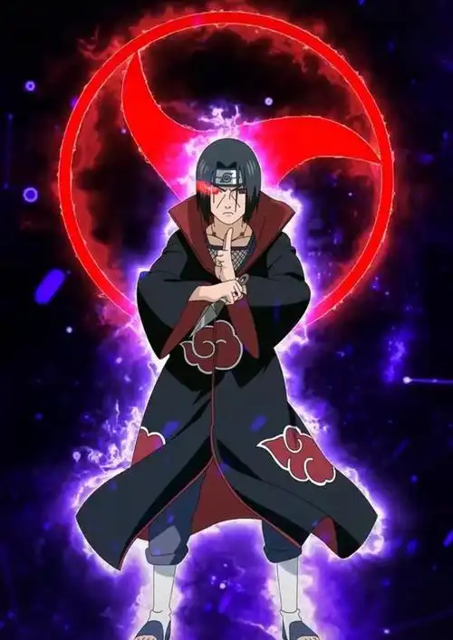 火影忍者宇智波鼬有万花筒写轮眼做背景鸣人也有五行封印