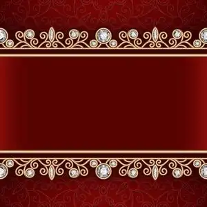 珠宝黄金框架边框在红色背景上照片