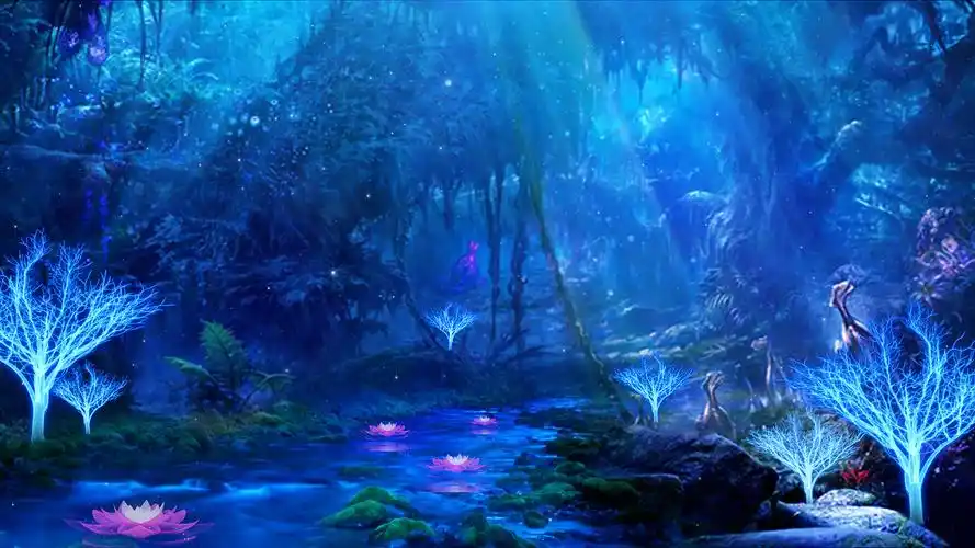 蓝色水墨月亮夜晚小桥背景中国山水水墨背景4k4k端午中秋夜晚云雾月亮