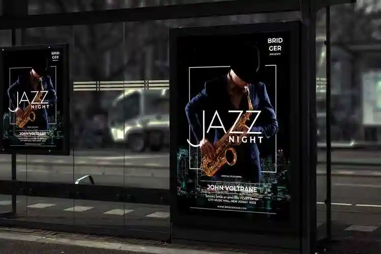 创意爵士音乐会海报设计模板saxo–jazzmusicposterry