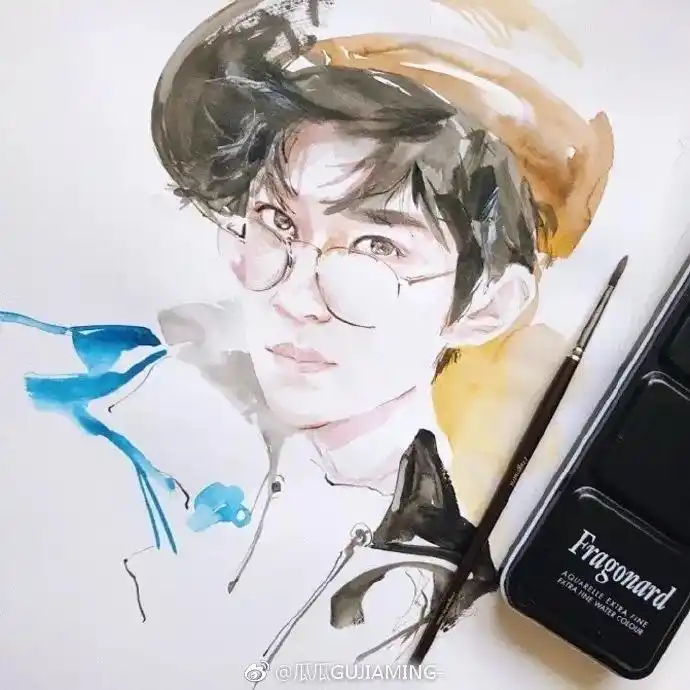 易烊千玺#大佬水彩画分享来自:marinaren