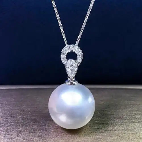 新权高端海水珍珠的优惠券大全—澳白珍珠吊坠项链18k金单颗澳洲进口